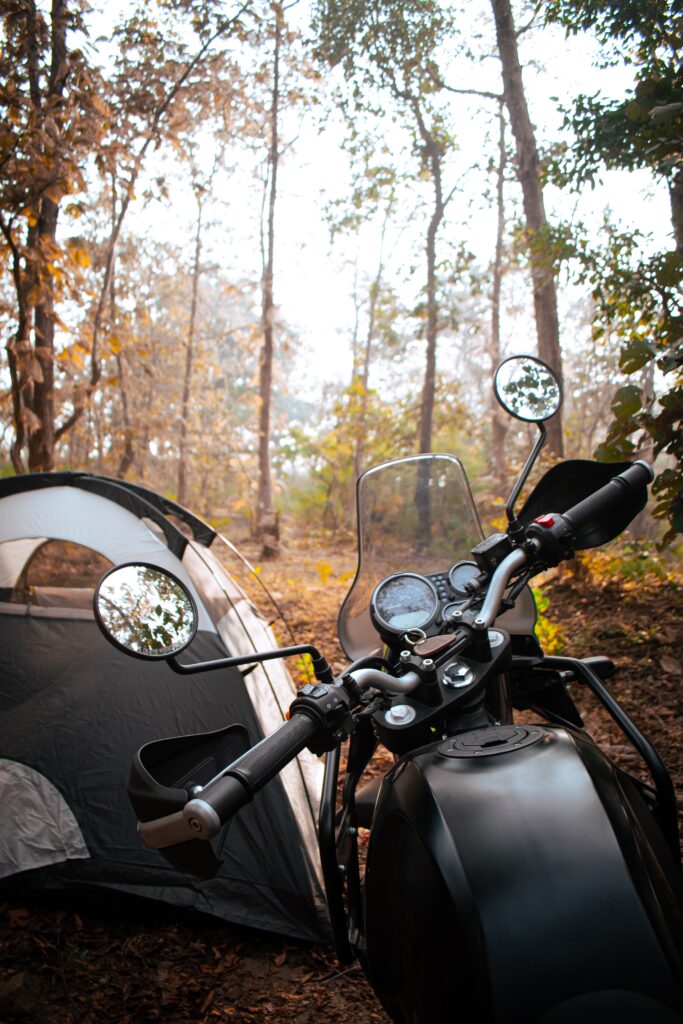 camping on a motorcycle